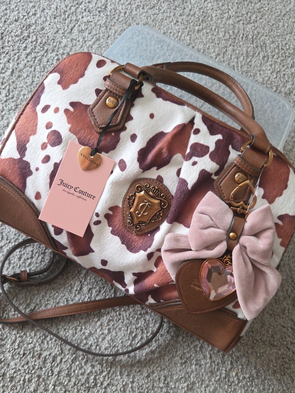 Juicy Couture Romance Cow Satchel in Saddle Brown, Shoulder Bag NWT